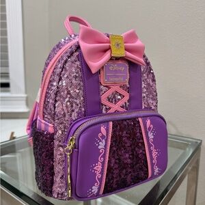 Rare Loungefly Disney Tangled Rapunzel Sequin Backpack NWT